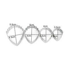 SET. 4 Emporte-pièces Pétale de Pivoine en Inox M2