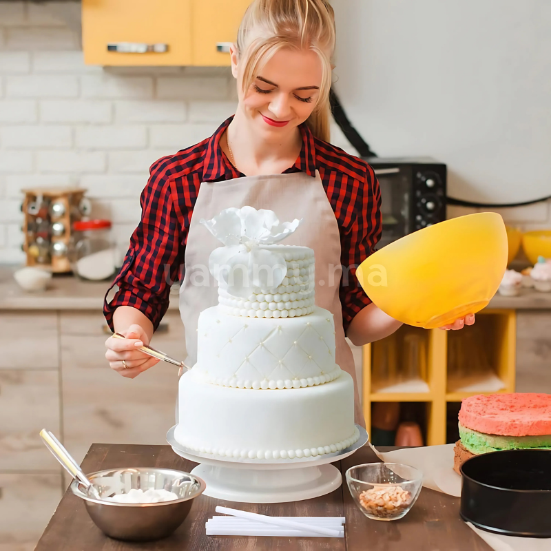 SET.10 Tiges Support Gâteau en Plastique Blanc 34 cm