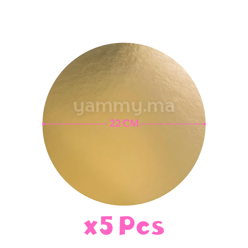 Support Gâteau Carton Rond Or Ø 22 cm x5 pcs