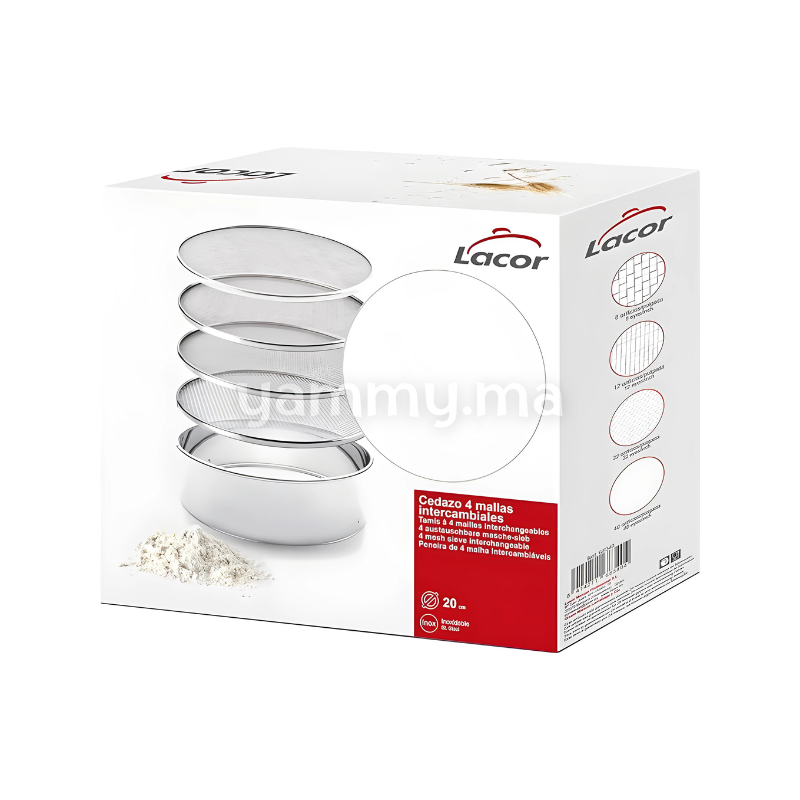Tamis à 4 Mailles Interchangeables 23cm en Inox - Lacor 68341