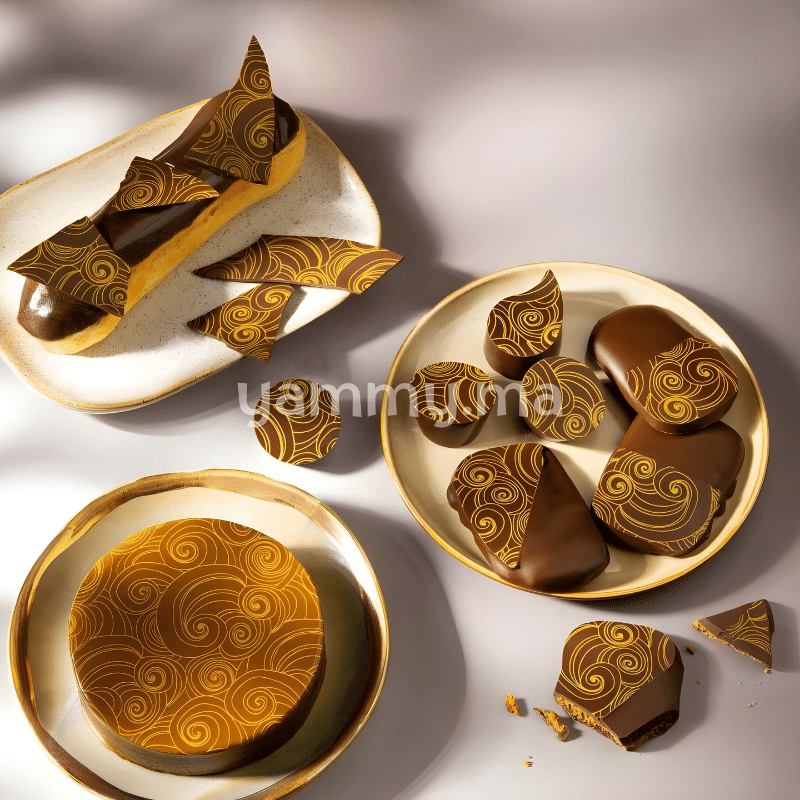 Feuille de Transfert Chocolat M7 Feuilles Vert, Orange et Marron 26.5 x 37 cm - Nitach