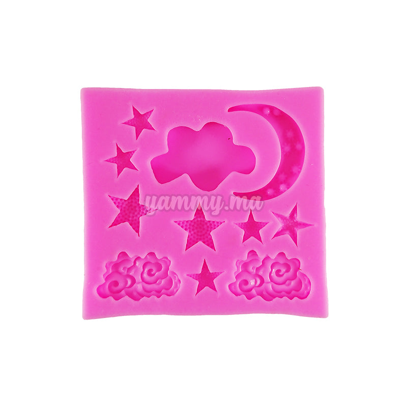 Moule Silicone Thème Nuages et d'étoiles lunaires