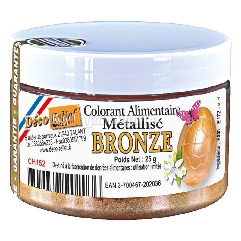 Colorant Alimentaire Métallisé en Poudre Bronze 25gr - Déco Relief