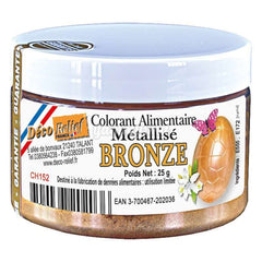 Colorant Alimentaire Métallisé en Poudre Bronze 25gr - Déco Relief