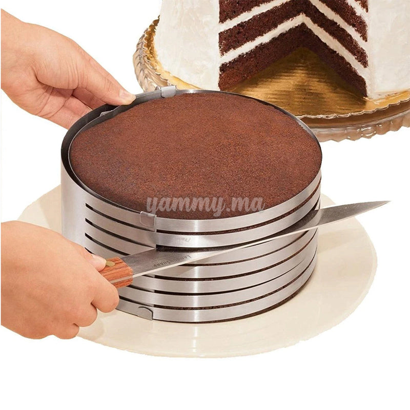 Cercle à Gâteau avec Guide de Coupe en Acier-inoxydable