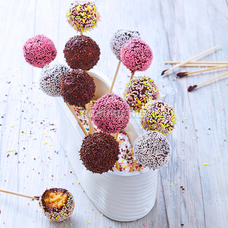 Moule Silicone à Pop Cake 20 Cavités Rose + Bâtons