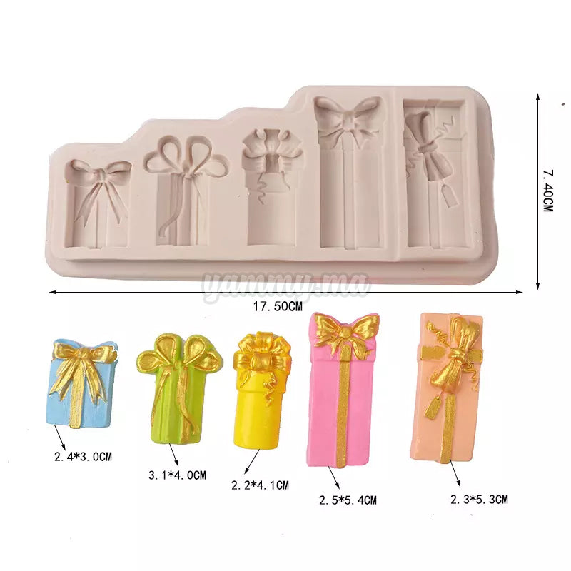 Moule Silicone 5 Coffrets Cadeaux pour Pâte à sucre