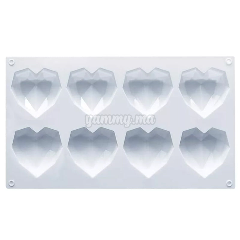 Moule Silicone 3D 8 Coeurs Géométrique