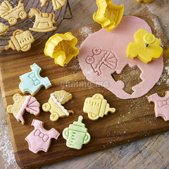 Set 4 Emporte-piecès avec Poussoir Bébé Naissance Baptème