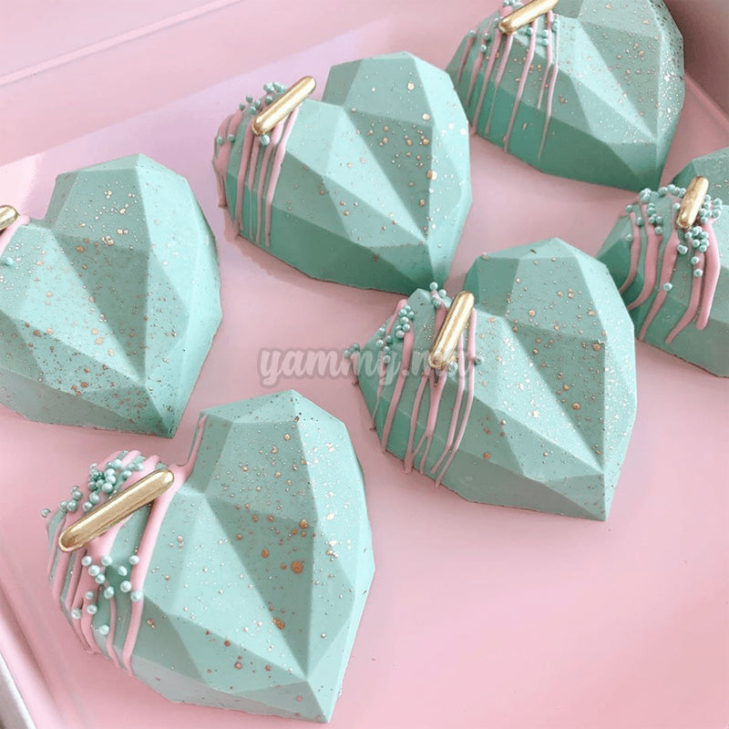 Moule Silicone 3D 6 Coeurs Géométrique