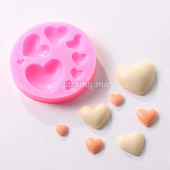 Moule Silicone 8 Coeurs Bombés