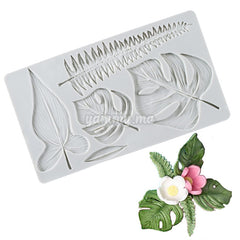 Moule Silicone 5 Feuilles Tropicales